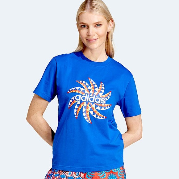 FARM Rio x Adidas Graphic Swirl T-Shirt, NEW - Picture 1 of 12